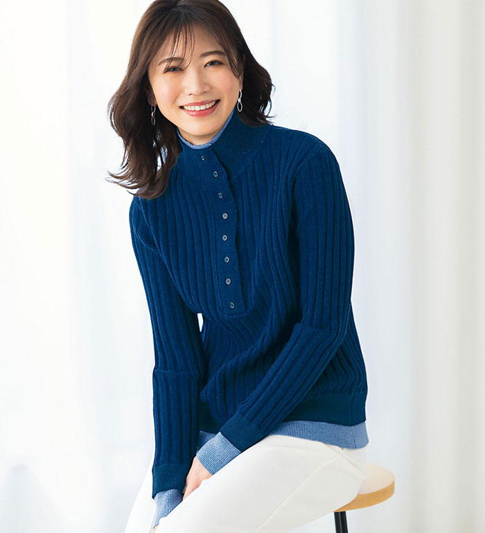 ＼クーポン配布中！／ニットプルオーバー レディース 多ボタン使い配色ニットプルオーバー ベルーナ belluna 2025秋冬 M〜LL