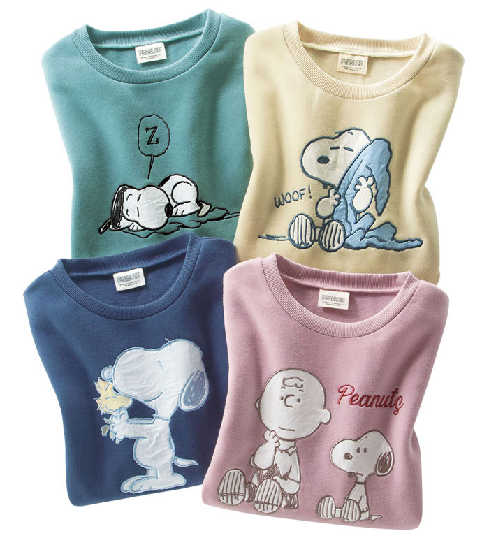 ＼まとめ買い最大2000円OFFクーポン／トレーナー スヌーピー裏起毛アップリケプルオーバー(M〜3L) 2025秋冬 レディース ベルーナ ラヴィエンヌ トップス 楽ちん