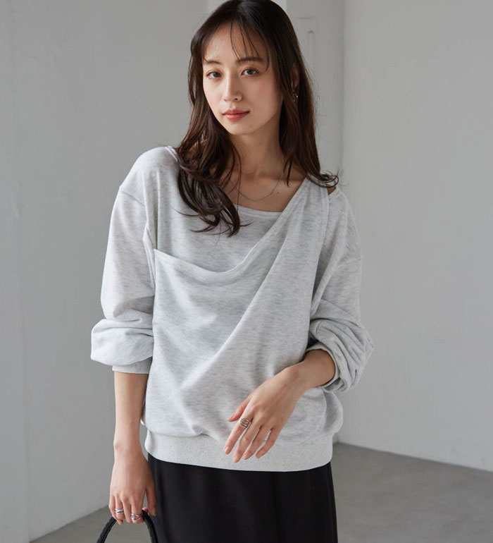 乐天商城 - ＼まとめ買いクーポン配布中／トレーナー M L レイヤードデザインスウェット M-L 2025秋冬 レディース ラナン RANAN