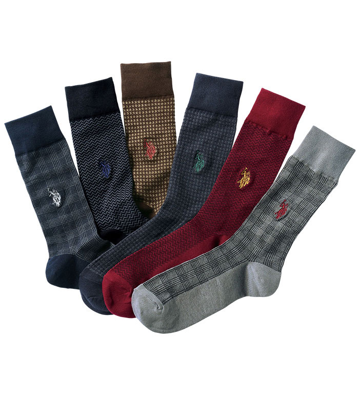 ＼お年玉クーポン2026円OFF／靴下 メンズ【6足組】＜ユーエス ポロ アッスン＞トラッドスタイルの王道柄ソックス 秋冬 ベルーナ belluna ソックス くつ下 インナー ★レビュー企画対象