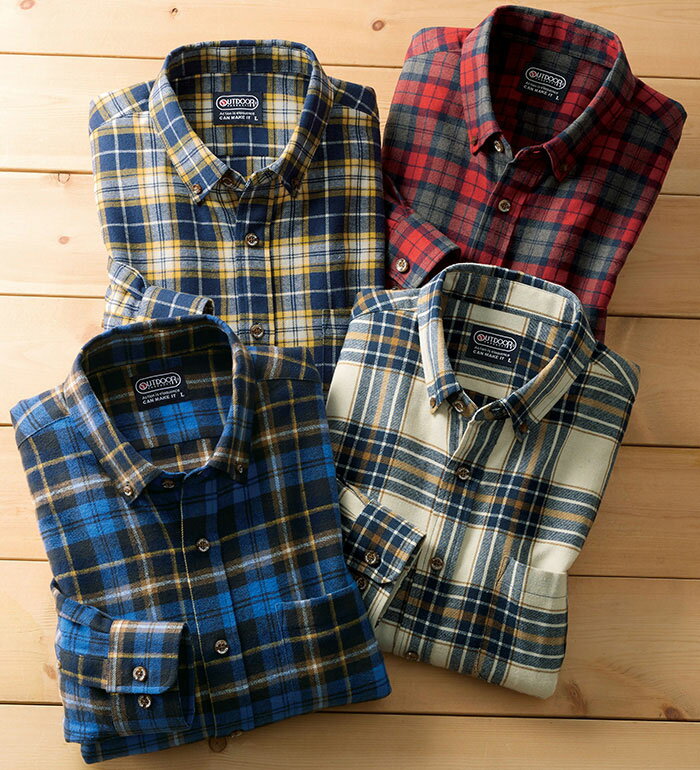 ＼まとめ買い最大20％OFFクーポン／シャツ メンズ ＜アウトドアプロダクツ＞ふんわり起毛柔らかチェックネルシャツ(S～3L) 2025秋冬 ベルーナ belluna秋冬 トップス ★レビュー企画対象