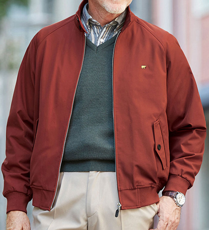 ゴールデンベア 洋服 メンズ ブルゾン メンズ ＜ゴールデンベア＞裏フリース暖かスイングトップ(S〜3L) メンズ 紳士 アウター 羽織り