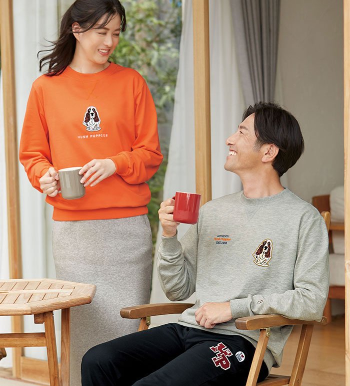 乐天商城 - ＼まとめ買いクーポン配布中／ルームウェア メンズ 男女兼用 ＜ハッシュパピー＞ブランドデザイン裏毛トレーナー・パンツ 2026春 ベルーナ belluna メンズベルーナ メンズライフ S-3L
