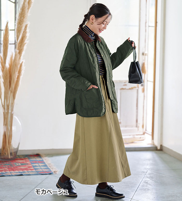 ＼お年玉クーポン2026円OFF／フレアースカート ロング レディース ＜＆cocochi＞綿混チノ素材フレアスカート 2026春 ベルーナ belluna M-5L