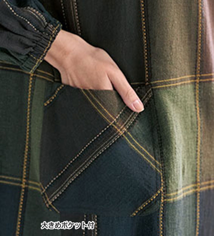 ＼まとめ買い最大20％OFFクーポン／チュニック レディース 【2枚組】刺し子素材かっぽうチュニック 2026春 ベルーナ belluna M-5L 26new 3