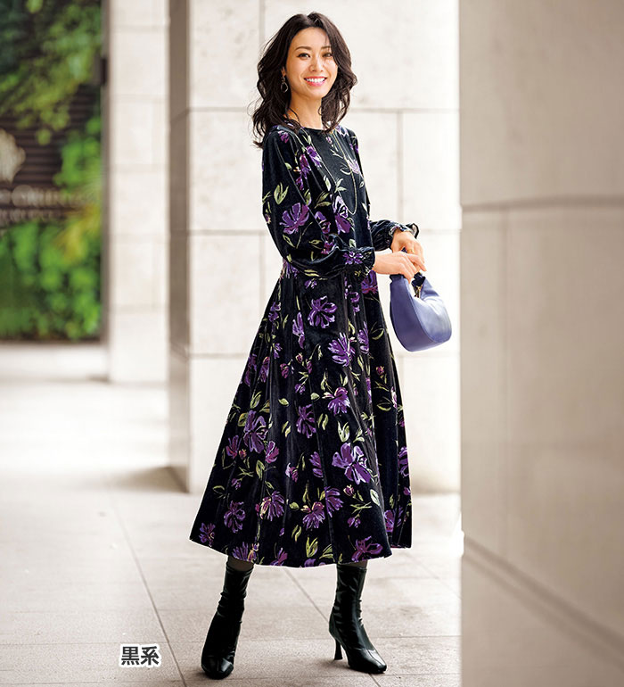 楽天市場】ベロア（ドレスのシルエットAライン）（ワンピース