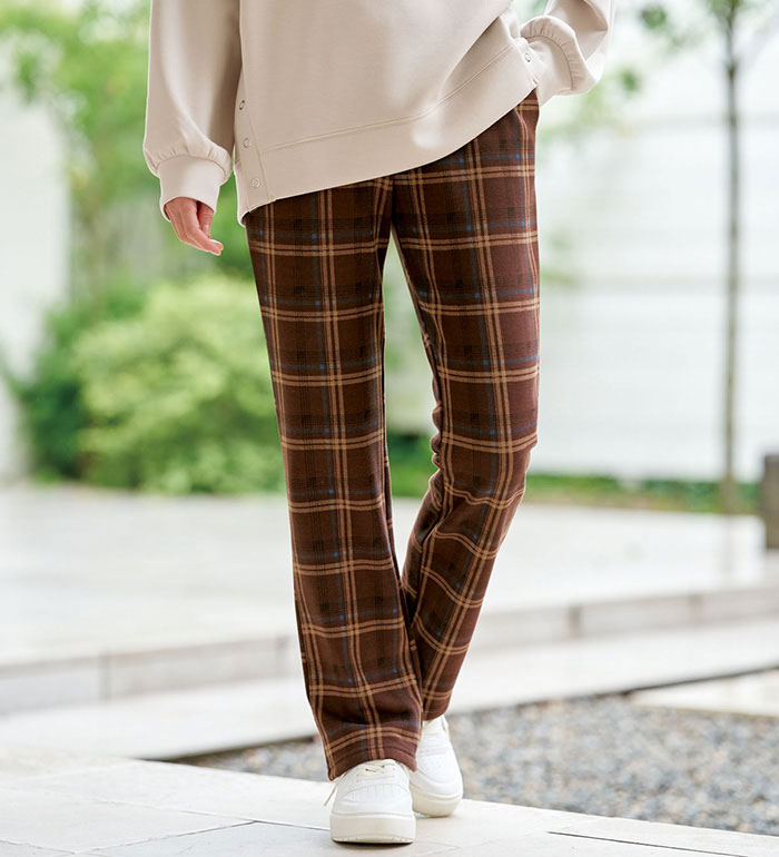 楽天市場】グレンチェック パンツ（カラーブラウン）（レディース