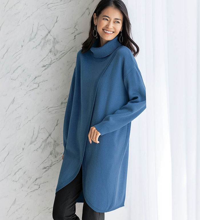 チュニック レディース スラっと細見えタートルニットチュニック 2026春 belluna ベルーナ M-5L...