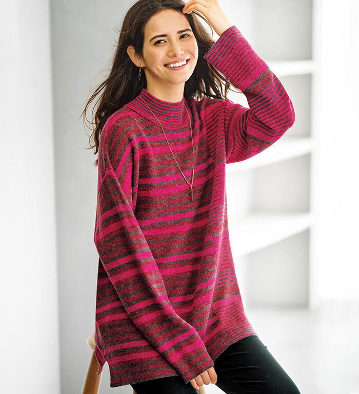 楽天市場】ボーダー ニット（チュニック｜レディースファッション）の通販