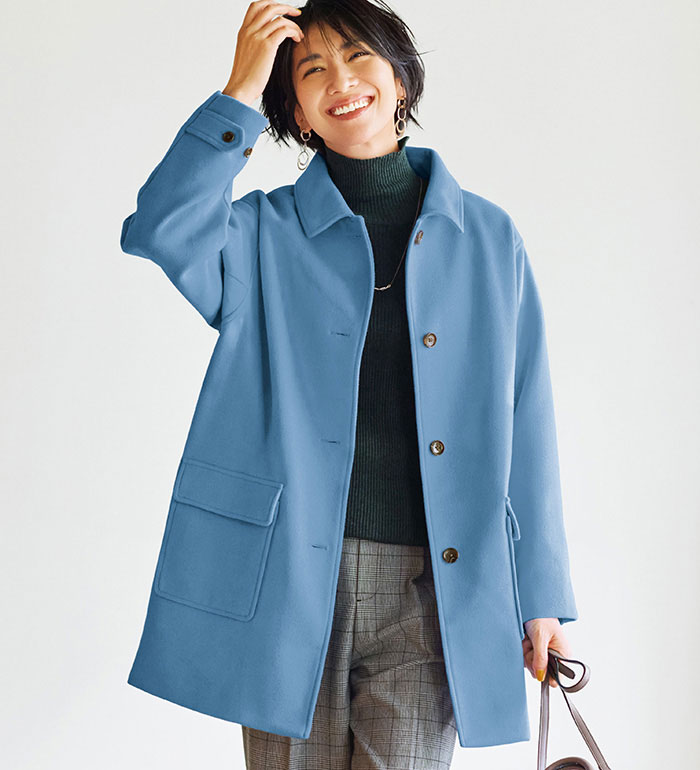 コート レディース 50代 ハーフコート 軽い 冬 ウール調ステンカラーコート 2026春 ベルーナ belluna M..