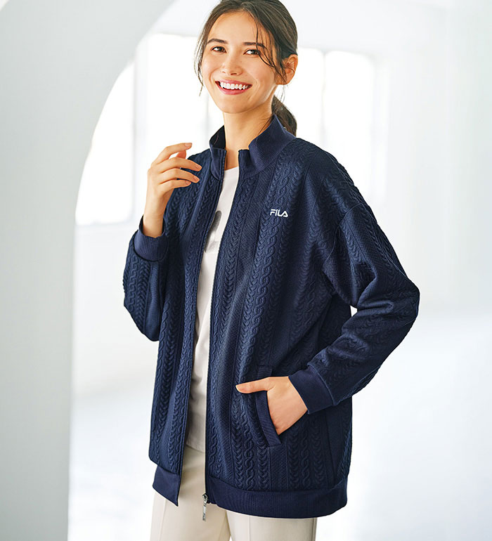 乐天商城 - 【期間限定：6589円→5930円！】ジャケット レディース ＜FILA＞ケーブル柄中わたジャケット 2026春 ベルーナ belluna M-5L 26new