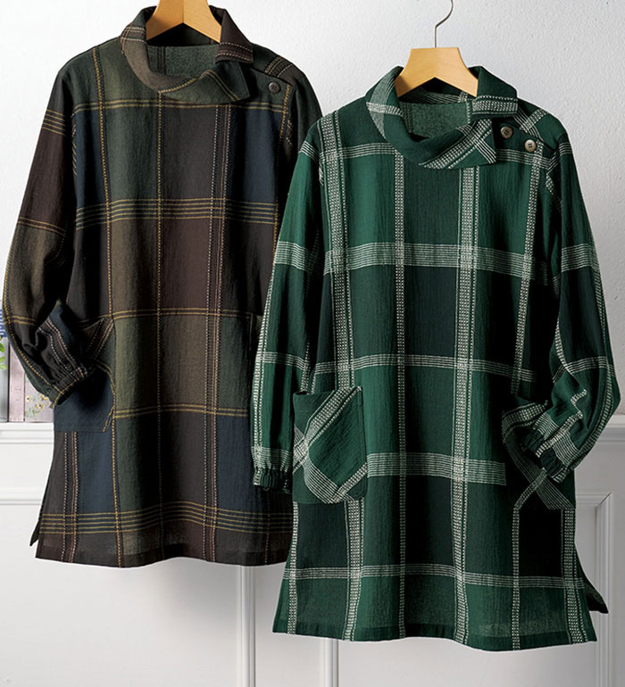 ＼まとめ買い最大20％OFFクーポン／チュニック レディース 【2枚組】刺し子素材かっぽうチュニック 2026春 ベルーナ belluna M-5L 26new