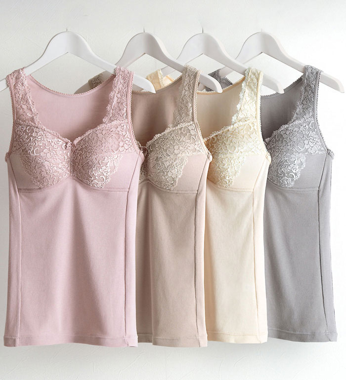 ＼まとめ買い最大2000円OFFクーポン／ランジェリー毎日活躍！綿100％のエレガントブラキャミ M-5L ベル..