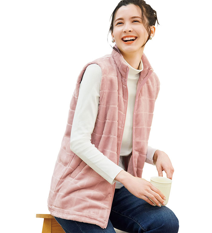 ＼4日間限定★店内全品10％OFFクーポン／ホームウェア レディース 軽くて超ぽかっ裏ファーベスト 2026春..