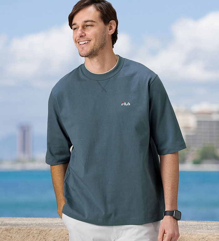 樂天商城 - シャツ メンズ ＜フィラ＞綿100％　キシリトール加工5分袖Tシャツ 2026夏 ベルーナ belluna メンズベルーナ S-3L