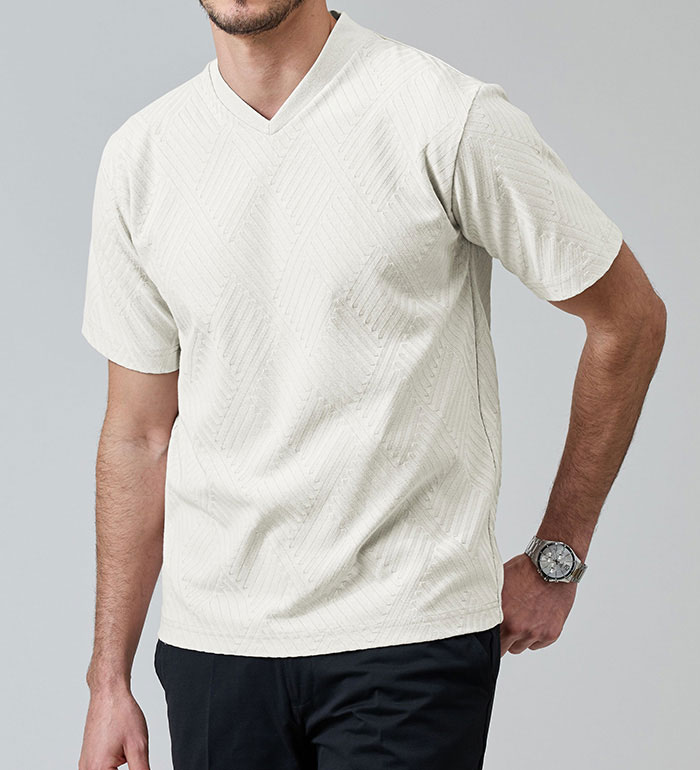 乐天商城 - Tシャツ メンズ ジャカードジャケットインTシャツ(S〜3L) メンズ 紳士 ベルーナ