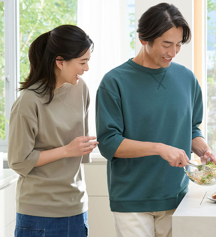 乐天商城 - ＼まとめ買いクーポン配布中／Tシャツ 7分丈 メンズ ＜シンプル＆プラス＞長く着られるライトトレーナー(S〜3L) メンズ 紳士 男女兼用 ベルーナ