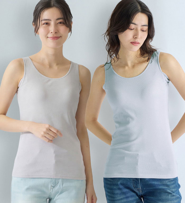 이너 접촉 냉감 레이디스 [땀카키씨 필견!] 시원한 느낌과 쾌적한 땀 제거 탱크 탑 이너 <사라리 랩> 2026 여름 belluna 베루나 이너 컬렉션 M-5L