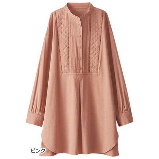 ＼まとめ買い最大20％OFFクーポン／チュニック キルト×ピンタック使いシャツチュニック(M〜LL) ベルーナ Belluna 40代 50代 60代 レディース ミセス 大人 秋 秋服 トップス
