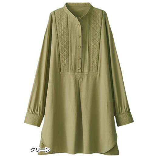 ＼まとめ買い最大20％OFFクーポン／チュニック キルト×ピンタック使いシャツチュニック(M〜LL) ベルーナ Belluna 40代 50代 60代 レディース ミセス 大人 秋 秋服 トップス