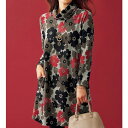 \GWクーポン利用で店内全品10%OFF/チュニック 起毛素材花柄プリントチュニック(3L〜5L) ベルーナ Belluna 40代 50代 60代 レディース...