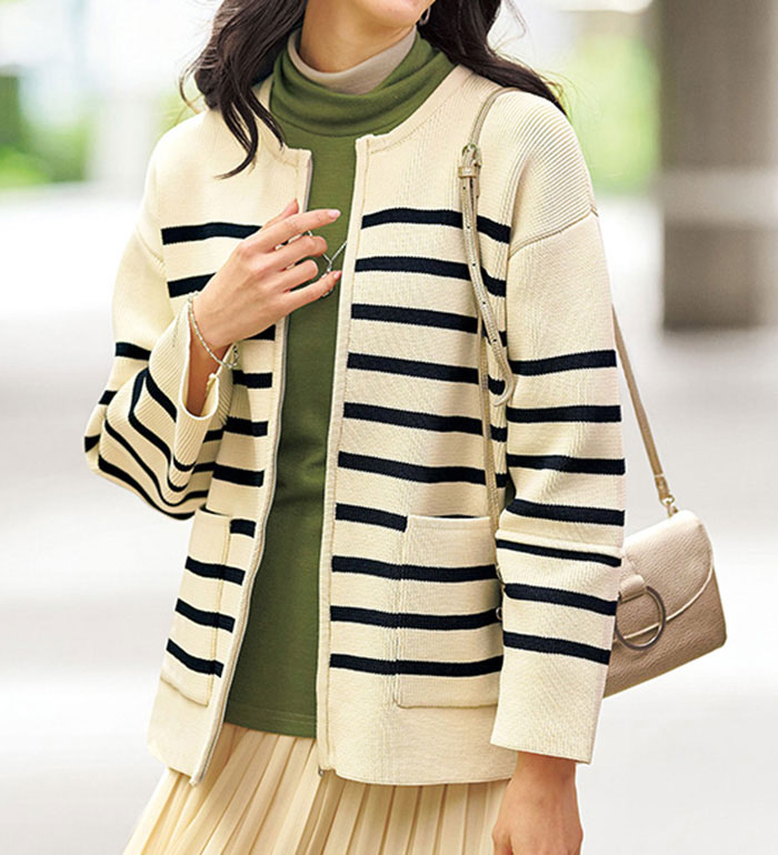 ＼Bulk purchase coupon available!／ Jacket ML LL 3L 4L 5L Lantern Sleeve Lightweight Knit Jacket (M~5L) Belluna 40s 50s 60s Mrs. Adult Ladies Autumn/Winter Outerwear Cardigan Coat Pockets