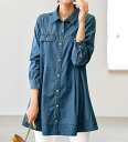 \最大20%OFFクーポン/ チュニック M L LL 3L 4L 5L 上品タック使いデニムシャツチュニック(M~5L) ベルーナ Belluna 40代 50代 60代 ミセス 大人 レディース 秋冬 秋冬服 トップス 長袖 羽織り 高評価