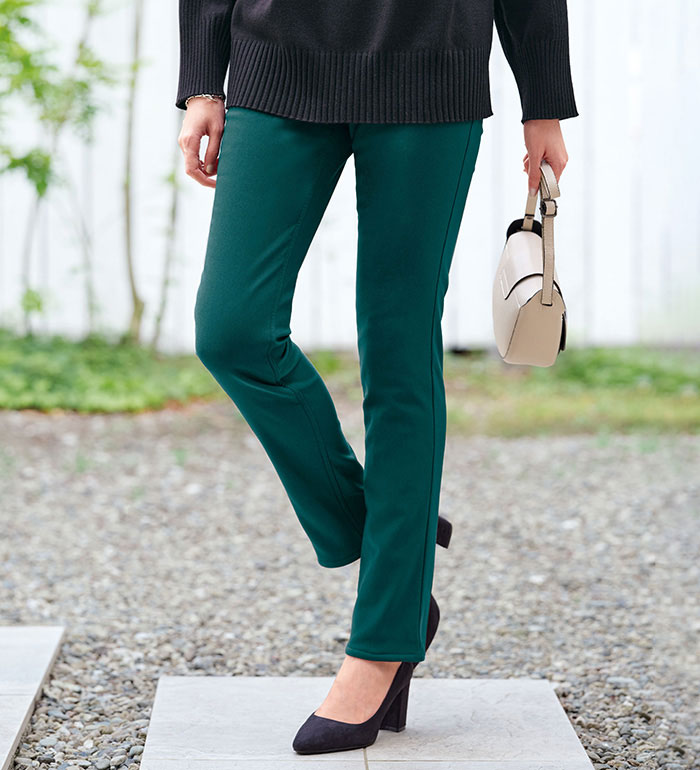 ＼14.15日限定！ボトムスまとめ買いクーポン／フルレングスパンツ 前身中わたであったか！すっきりパンツ(M 股下65cm〜5L 股下70cm) ベルーナ belluna 40代 50代 60代 ミセス 大人 レディース 冬 ロングパンツ ロング丈 ボトムス パンツ