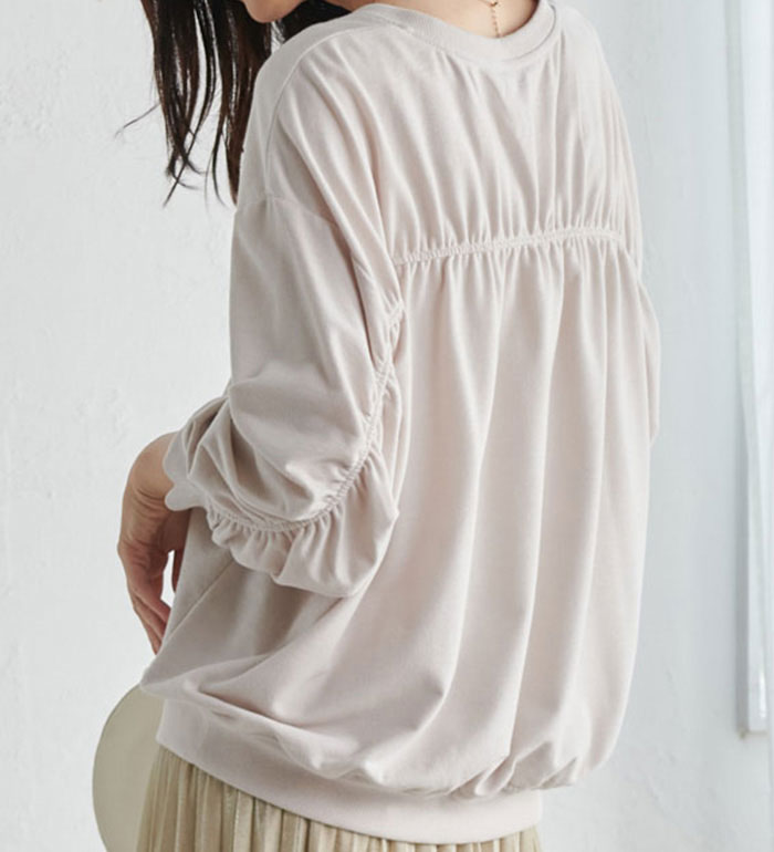 ＼まとめ買い最大20％OFFクーポン／カットソー プルオーバー S M L LL バックギャザーデザインスウェット(S〜LL) ベルーナ ラナン Ranan 30代 40代 50代 レディース 秋冬 秋冬服 トップス Tシャツ
