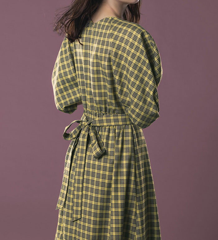 ワンピース M L LL 3L パフスリーブチェック柄ワンピ(M〜3L) ベルーナ ラナン RANAN 30代 40代 50代 レディース 秋冬 秋冬服 大人 おしゃれのサムネイル