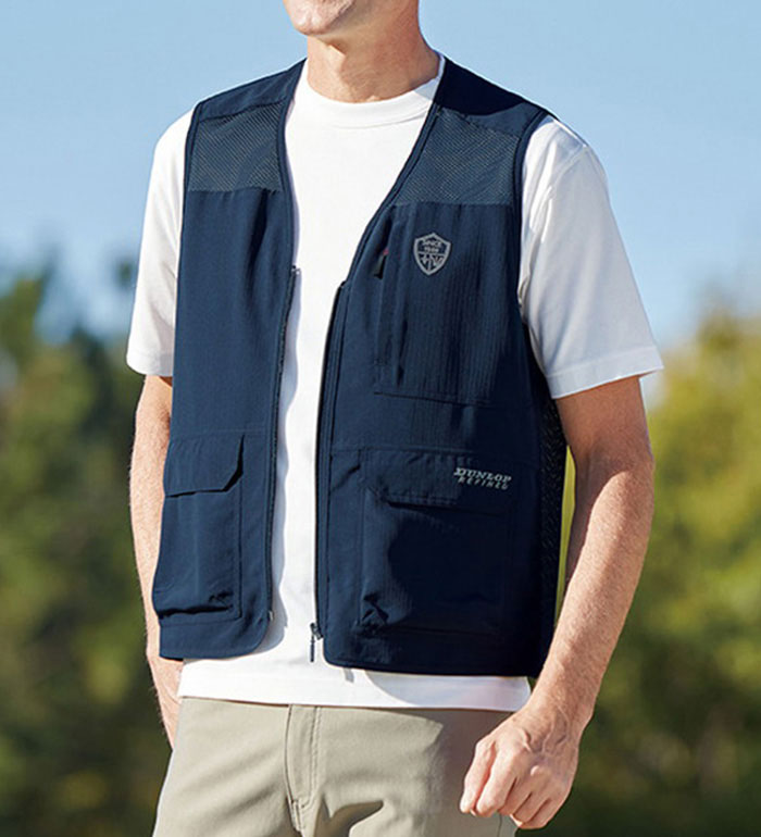 \まとめ買いクーポン配布中/ベスト <ダンロップ・リファインド>涼感楊柳多機能メッシュベスト(S〜3L) ベルーナ belluna 40代 50代 60代 メン...