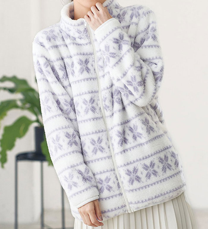 ＼まとめ買いクーポン配布中／ジャケット ふわふわファーフリースプリントジャケット(M〜LL) ベルーナ ..