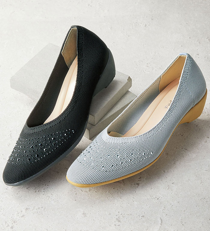 ＼まとめ買いクーポン配布中／パンプス 22.5cm 23.0cm 23.5cm 24.0cm 24.5cm きらきらビジューニットパ..