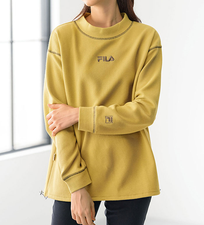 乐天商城 - カットソー プルオーバー ＜FILA＞裏起毛ワッフルプルオーバー M-5L ベルーナ belluna 2025春