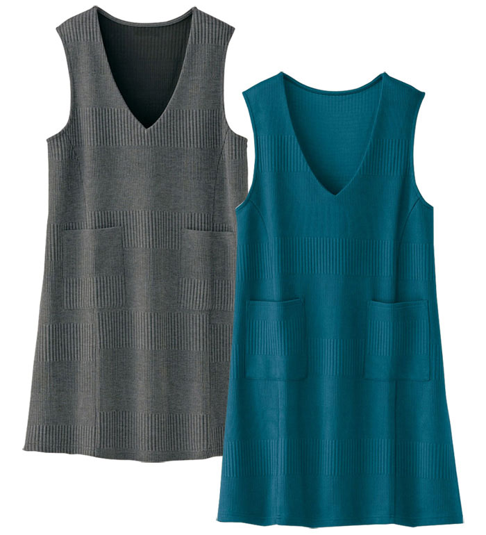 ＼早割全品10％OFFクーポン／ジャンパースカート 【2枚組】ジャカード素材切替デザインジャンパースカ..