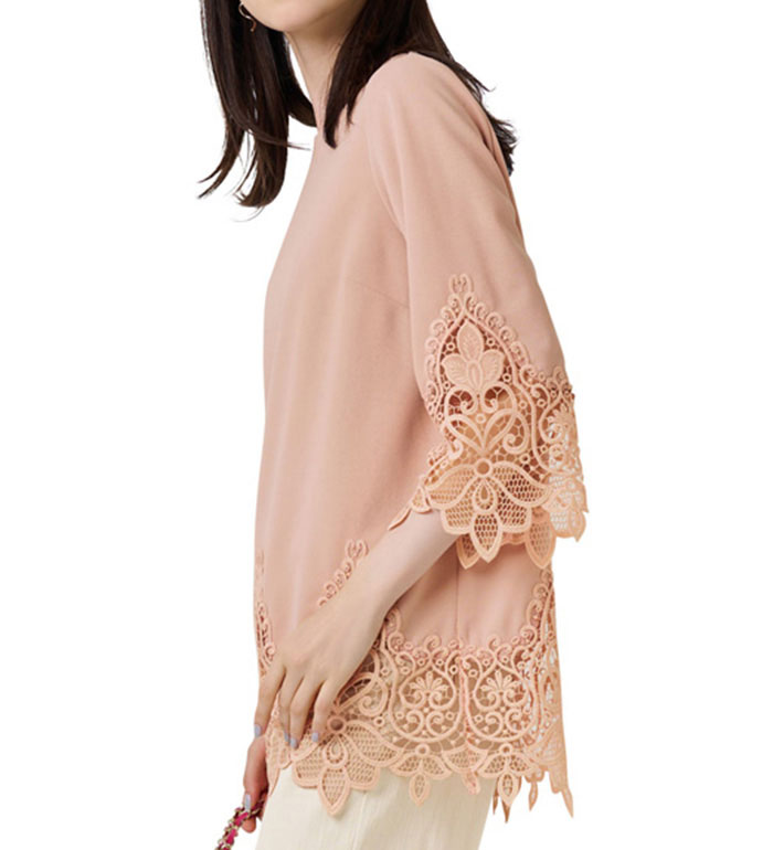 チュニック ひんやり！裾レース使いチュニック(M～3L) レディース ラナン RANAN 夏 夏服 トップス