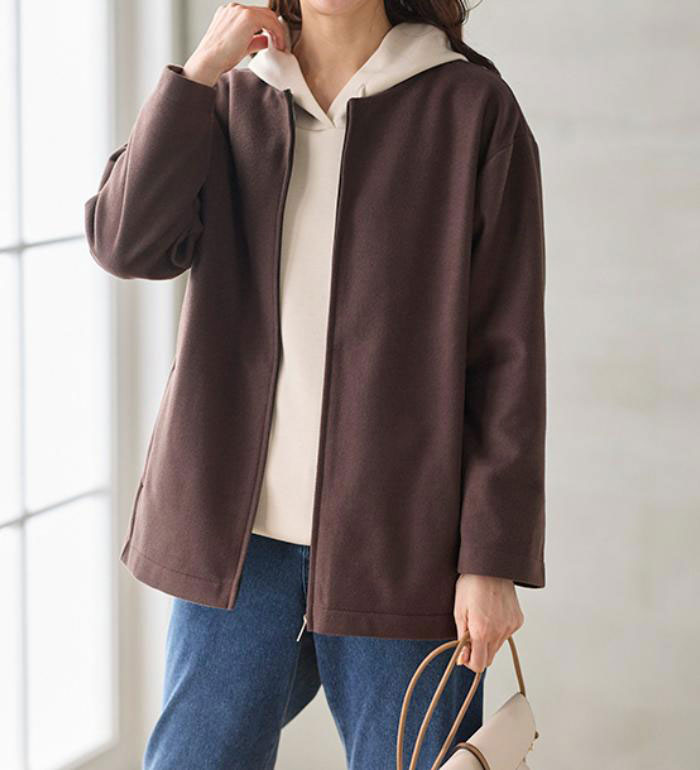 ＼Bulk purchase coupon available!／ Women's jacket, wool-like material, relaxed fit, Belluna, 2025 Autumn/Winter, sizes M-5L, eligible for review campaign.