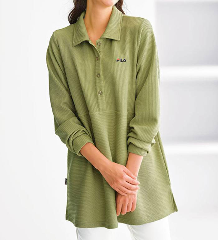 ＼まとめ買いクーポン配布中！／ニット レディース 長袖 チュニック ＜FILA＞リブ...