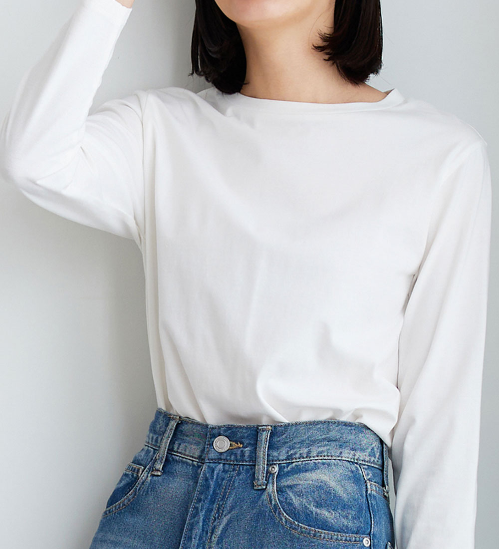 ＼Bulk purchase coupon available!／ Women's 100% Cotton Long-Sleeved Pullover Top. A sophisticated, mature-looking pullover from Belluna, Autumn/Winter 2025 collection. Sizes M-5L. Eligible for review campaign.