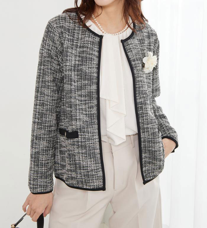 ＼Bulk purchase coupon available!／ Entrance ceremony mom suit, graduation ceremony mother, ceremony suit, women's jacket, ML LL 3L 4L 5L ＜C/S＞ Tweed-style jacket M 5L Belluna belluna Outerwear Cardigan Coat 26new