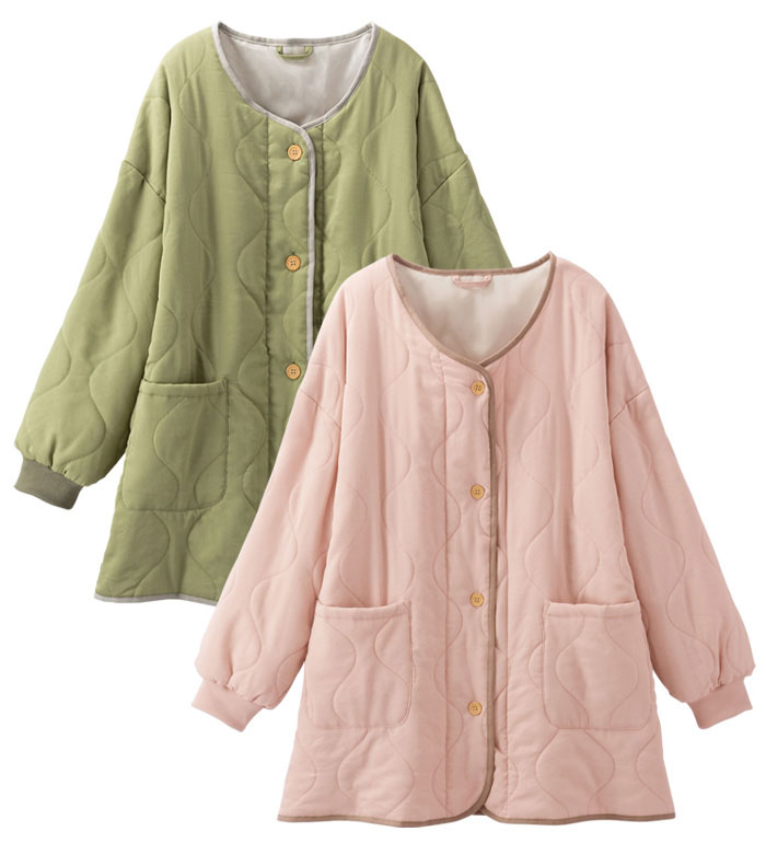 ＼店内全品5％OFFクーポン／エプロン M-L LL-3L 4L-5L 【2枚組】暖か可愛い！中わたキルトかっぽう(M-L〜4L-5L) ベルーナ belluna 40代 50代 60代 ミセス 大人 レディース インナーコレクション 冬 カフェ 保育士 料理 家庭