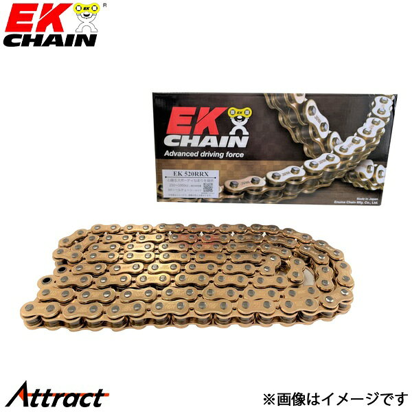 メーカー希望小売価格はメーカーサイトに基づいて掲載しています。メーカー江沼チェーン商品EKチェーン Rシリーズ 520RRXカラーゴールド商品サイズ124L同梱継手MLJ(標準)シール形状NXリングシールJAN4571291788596商品説明☆商品説明☆EK520サイズ NXリングシールチェーン EK520RR-X　（GP；GP）　ゴールドカラーカスタムの定番色であるEKゴールドは、高級さとその存在感で車輌イメージをワンランクアップさせます。車輌メーカーに純正採用されている株式会社江沼チヱン製作所が石川県加賀市にある工場で製造する安心の日本製。本製品は、ロードレースの様々なカテゴリーで幅広く使用可能な「ロードレース用 シールチェーン」です。最新の「NXリング」を採用しており、低フリクションで長寿命のQXリングより更に耐久性は高く、シールは薄く、チェーンの剛性が向上しています。チェーン内プレートには、EK独自の「穴あきプレート」技術を採用し軽量化されています。必要なリンク数で購入でき「〜1000ccまで」の排気量車種に最適な商品です。※カシメジョイントMLJ 同梱/取付けには専用工具が必要です。　製品の取扱について下記を必ずご一読の上、購入、使用ください。※注意事項※安全にご使用いただくために◎保証範囲当社製品に不具合が発生し、当社がこれを確認した場合は、速やかに当社製品を無償で納入させて頂きます。ただし、以下の費用は保証範囲外とさせて頂きます。（1）お客様の車両から当社製品を交換・修理の為に取り外す取付けるために要する費用及びこれらに付帯する費用（スプロケット、ハブダンパーなど）（2）お客様の車両を修理店へ輸送するために要する費用（3）不具合や修理に伴うお客様の逸失利益ならびにその他の拡大損害費用◎無償保証期間工場出荷後1年間を当社の無償による保証期間と致します。（商品パッケージ内に出荷日付印が御座います）ただし下記、重要事項・注意事項を遵守されていない使用の場合、保証対象外とさせて頂きます。※保証をご希望される場合、商品購入先へのご連絡をお願いします。直接は受付できません。＜重要＞●チェーンへの追加工をした場合。●整備資格又は同等の知識と経験のない方がご自分で取付けをした場合。（チェーン取付は、オートバイ専門店に依頼してください。）●チェーン取付に、専用の工具を用いず正しい方法で取付けしなかった場合。（チェーンをカットする際、サンダー、たがね等は使用しないでください）●チェーンサイズの変更（コンバート）、適応排気量範囲外での使用をした場合。チェーンの使用可能排気量内でコンバートしたとしても、純正サイズからサイズダウンのコンバートは従来のサイズより寿命が下がります。（チェーンの適合は、弊社車種適合表で確認し選定ください。）●ジョイント（継手）をチェーンと同じサイズ、グレードでない物を使用した場合。●酸・強アルカリ・パッテリー液などがチェーンに付着した場合。（直ちに使用を中止し新品に交換してください。）●チェーンのたるみ量（たわみ量）が適正で使用されなかった場合。（車両のサービスマニュアルに記載されている数値にて調整ください。）●チェーンメンテナンスを定期的に行っていない場合。500km毎及び雨天・悪路走行後、必ず洗浄給油にはEKチェーンクリーナー、EKチェーンルブを使用してください。パーツクリーナー特にシールチェーンでは灯油、ガソリンなど揮発性溶剤は決して使用しないでください。（チェーン＆パーツクリーナー等の商品もシールを傷めます）●融雪剤等の塩化物質がチェーン付着した場合。●日本のみでの使用とし海外への持ち出し、使用した場合。＜注意＞●上記によるチェーンに発生した錆、キズ、スプロケットの芯ずれ等のねじれがある場合。（直ちにチェーンを新品に交換してください）●走行中に異音、車体との干渉がある状態で使用した場合。（原因を解決した上で新品のチェーンに交換してください）●チェーンを交換する際にフロントスプロケット、リアスプロケット、ハブダンパー等の関連する部品も同時に新品へ交換せずに使用した場合。●スプロケットを純正歯数から極端に歯数を増減した物へ変更して使用した場合。（チェーンの寿命が短くなる可能性があります）備考注意事項