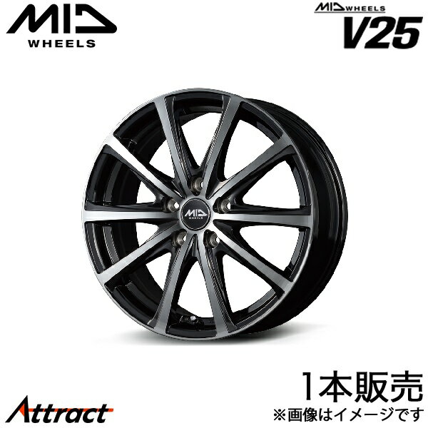 MID V25 ビーゴ 200系 アルミホイール 1本(16×6.5J 5-114.3 +53 ブラックポリッシュ)マルカサービス ホイール単体