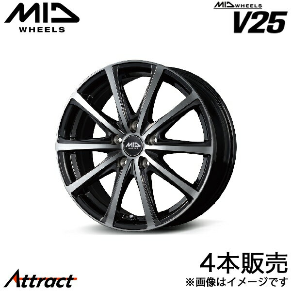 MID V25 ビーゴ 200系 アルミホイール 4本(16×6.5J 5-114.3 +53 ブラックポリッシュ)マルカサービス ホイール単体