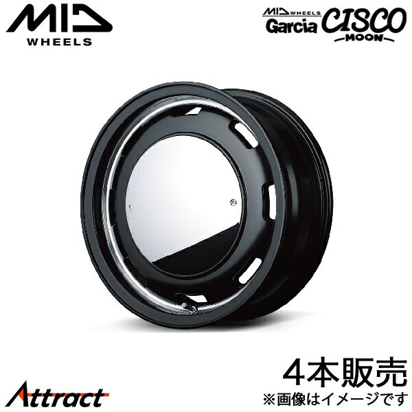 MID ガルシアシスコムーン N-BOX/N-BOXカスタム JF5/JF6 アルミホイール 4本(14×4.5J 4-100 +45 セミグロスブラック+リムヴァーレイポリッシュ)マルカ Garcia CISCO MOON
