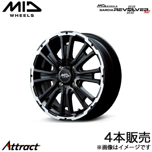 MID ガルシアSSリボルバーKC トッポ H82A アルミホイール 4本(14×4.5J 4-100 +45 セミグロスブラック/リボルバーポリッシュ)マルカ GARCIA SS REVOLVER KC