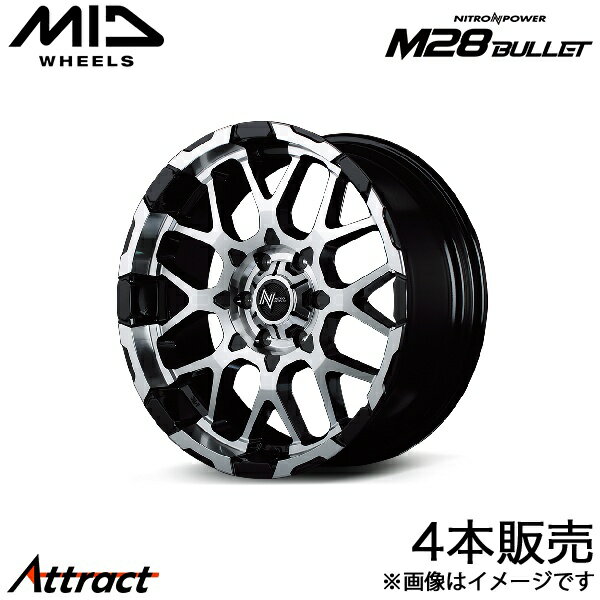 MID ナイトロパワーM28バレット ランドクルーザープラド 120系 アルミホイール 4本(17×8J 6-139.7 +20 ブラック/ミラーカット)マルカ NITRO POWER M28 BULLET