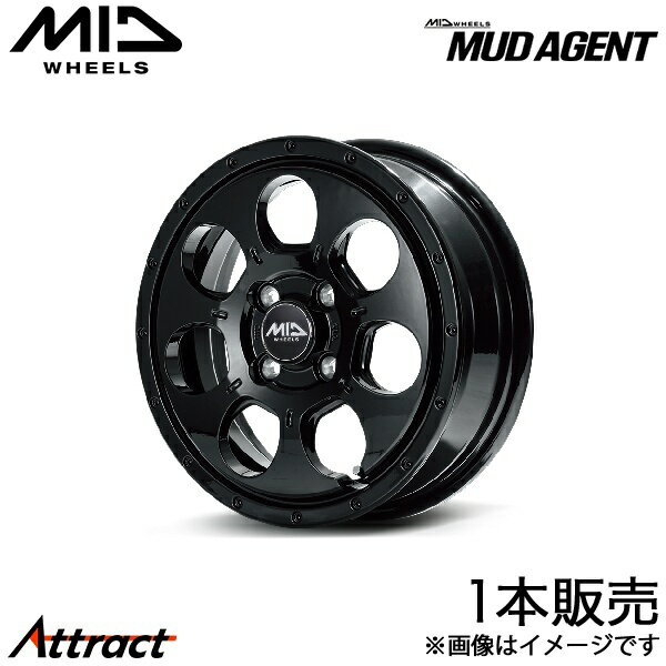 MID マッドエージェント AZワゴン MJ23 アルミホイール 1本(14×4.5J 4-100 +45 セミグロスブラック)マルカ MUD AGENT