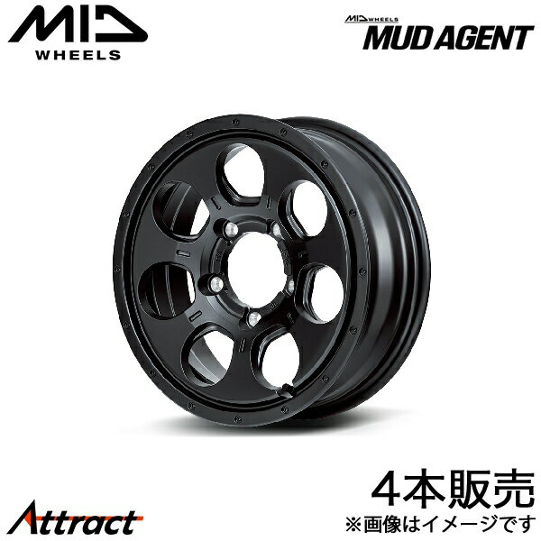 MID マッドエージェント ジムニー JB64W アルミホイール 4本(16×5.5J 5-139.7 +22 セミグロスブラック)マルカ MUD AGENT