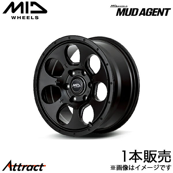 MID マッドエージェント ハイエース 200系 アルミホイール 1本(16×6.5J 6-139.7 +38 セミグロスブラック)マルカ MUD AGENT